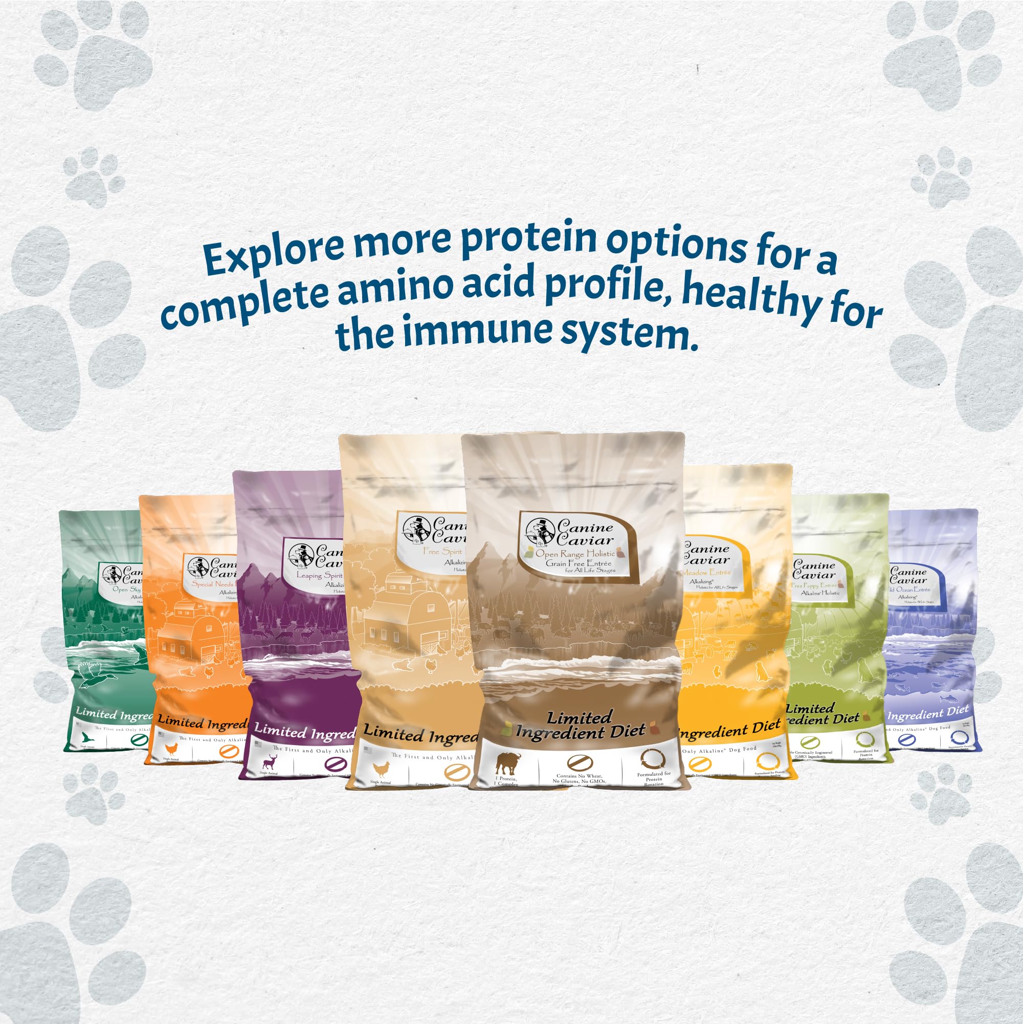 Canine Caviar Free Spirit alkaline diet targets balanced pH for tissues.