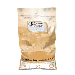 Canine Caviar Free Spirit bag shows limited-ingredient formula for sensitive digestion.