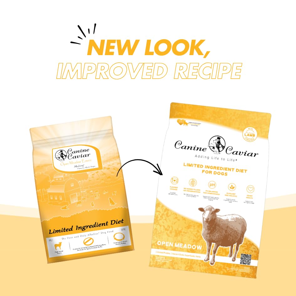 Canine Caviar Open Meadow ingredient-sourcing emphasizes ethically sourced protein for overall well-being.