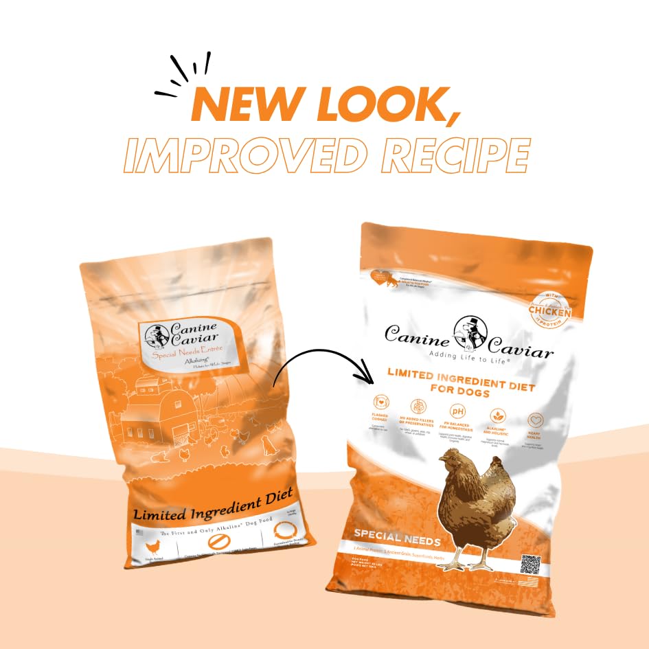 Canine Caviar Special Needs bag corner highlights gluten-free formulation