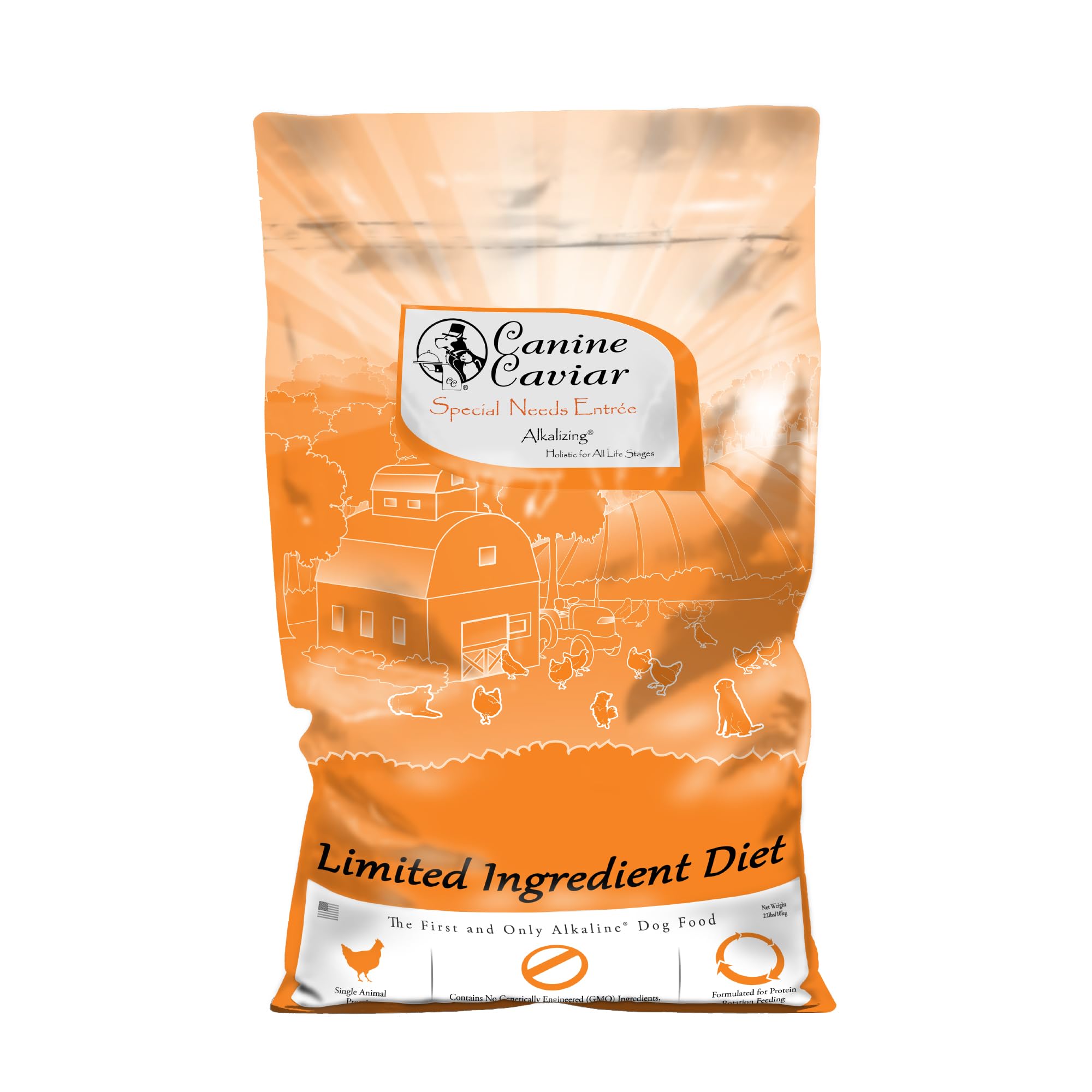 Canine Caviar Special Needs bag front shows limited ingredients and sensitive digestion