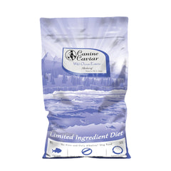 Canine Caviar Wild Ocean bag with limited-ingredient recipe for easier digestion.