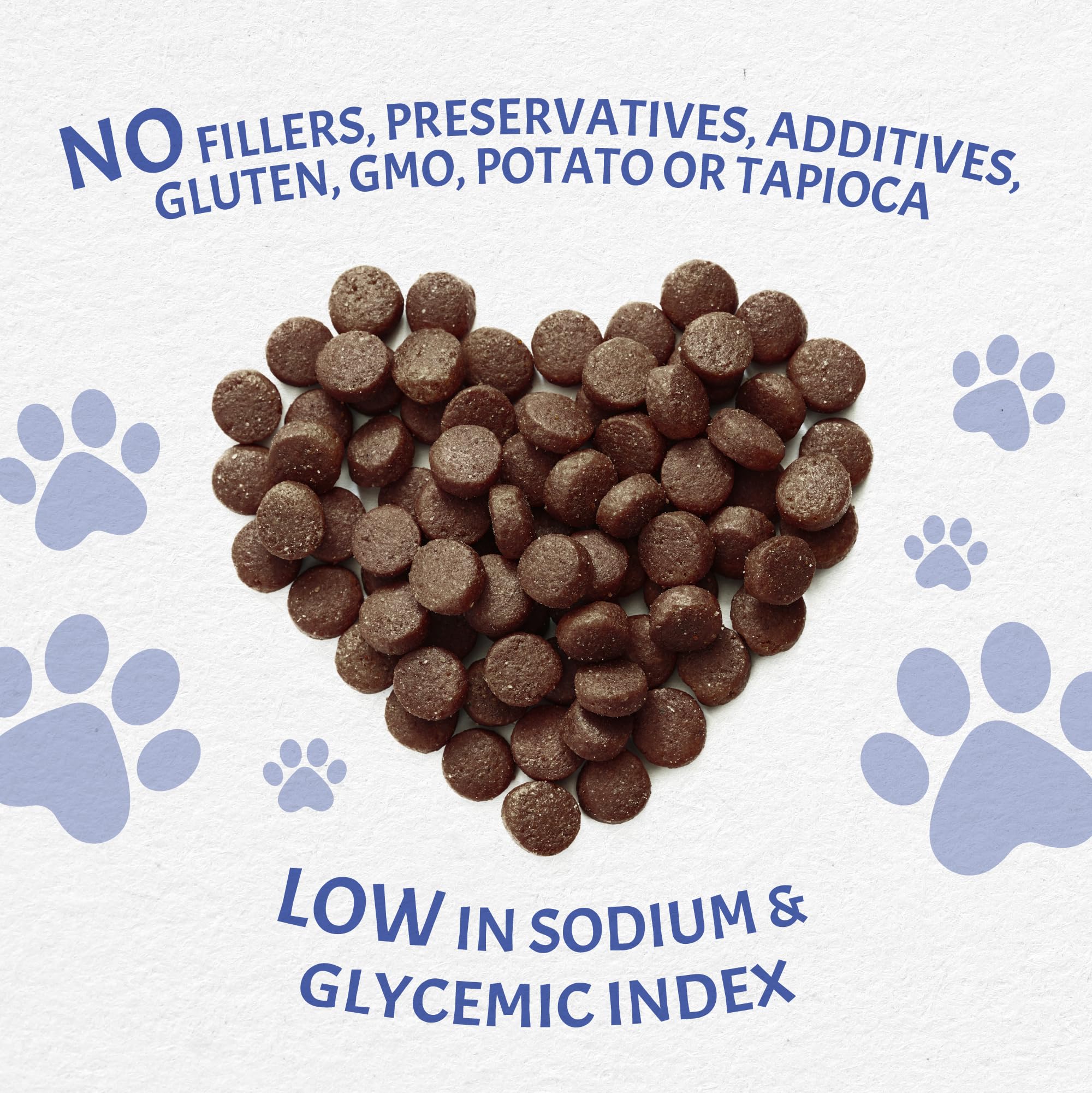 Limited-ingredient Canine Caviar label highlights no fillers or preservatives.