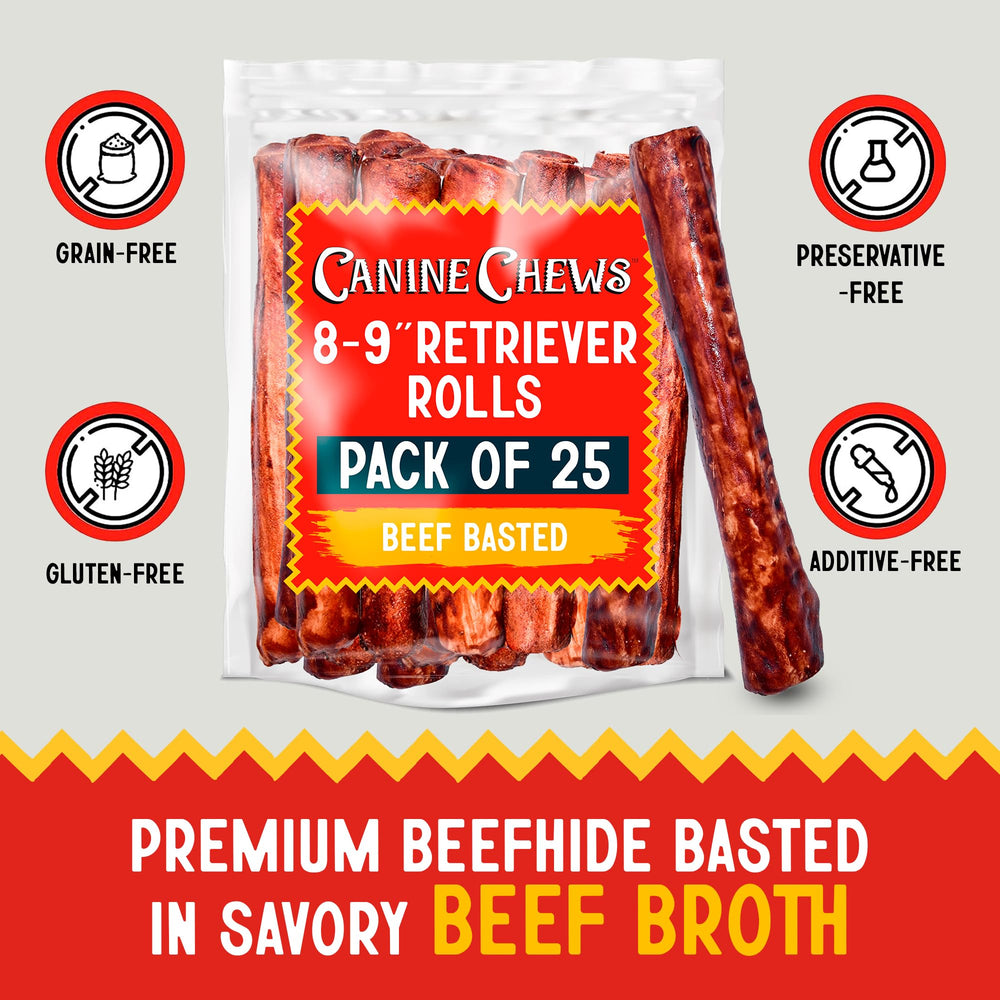 Canine Chews beef-basted rolls help reward dogs during training and playtime.
