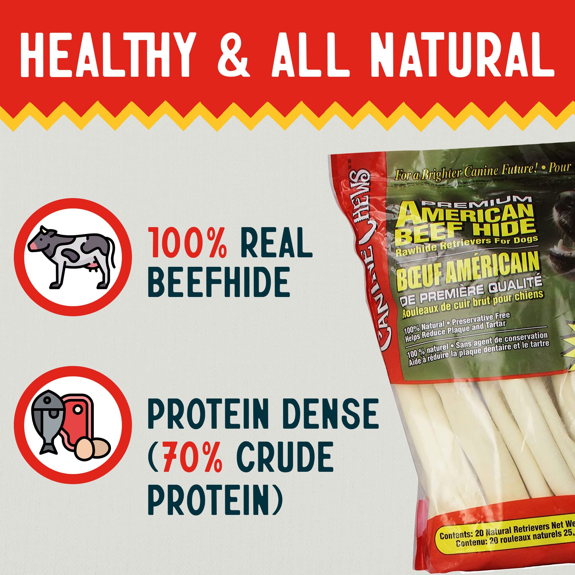 Canine Chews bulk rawhide treats keep dogs engaged and satisfied.