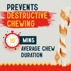 Canine Chews chicken-wrapped rawhide twists pack of 100 for dogs.