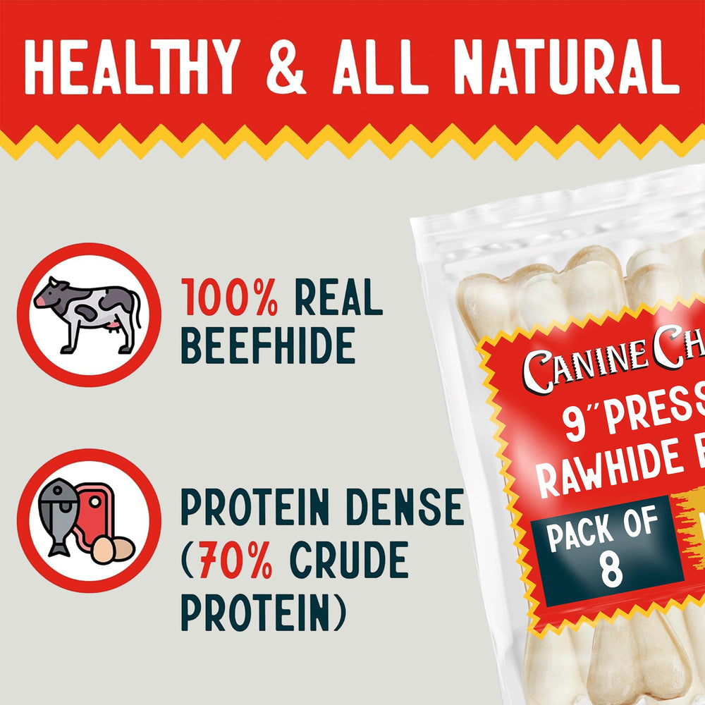 Canine Chews hand-tied rawhide bone made in Mexico