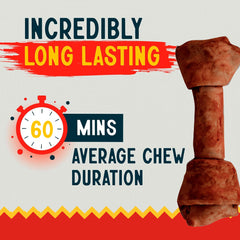 Canine Chews knotted end rawhide bone demonstrates durability for large dogs