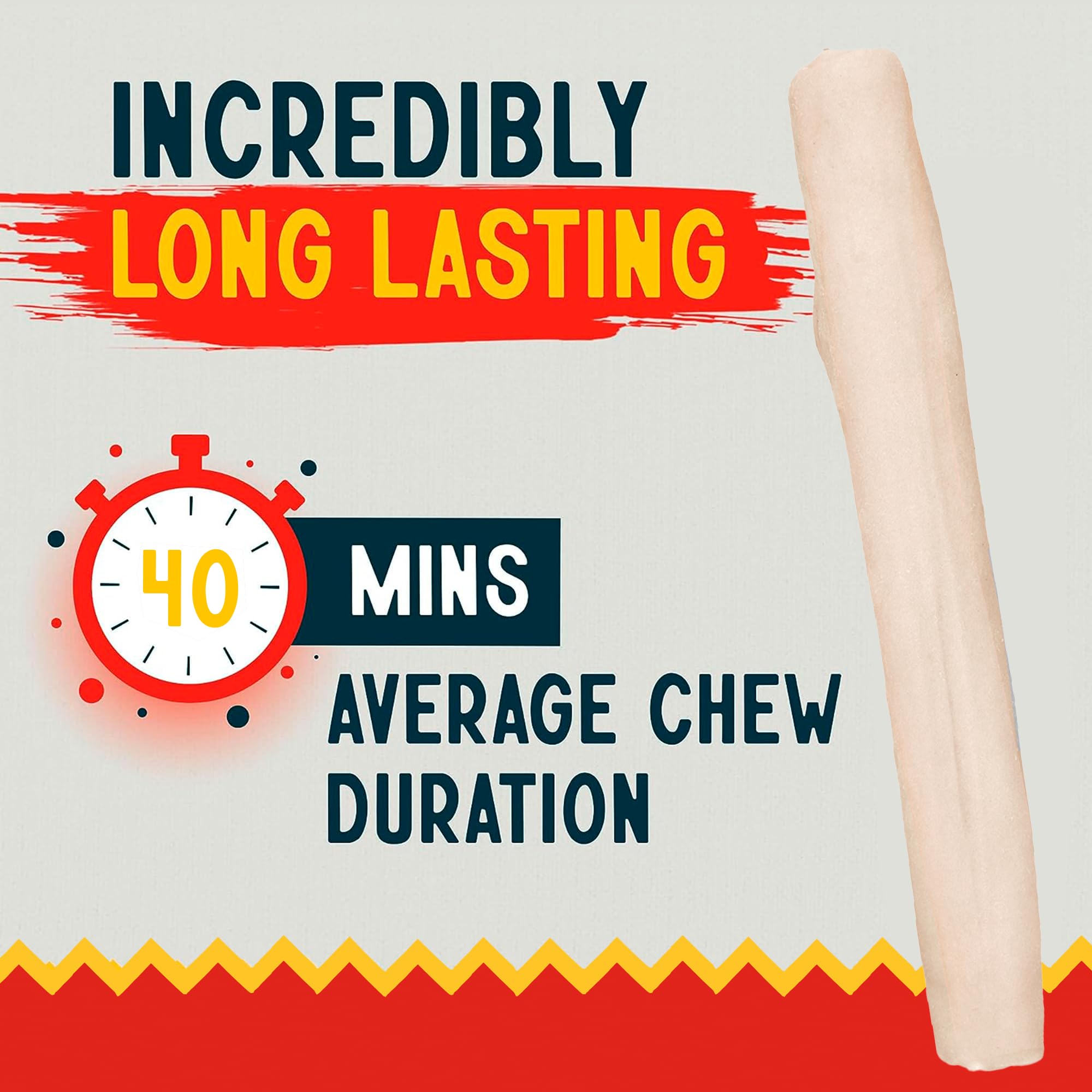 Canine Chews large-dog chew in mouth during a chew session.