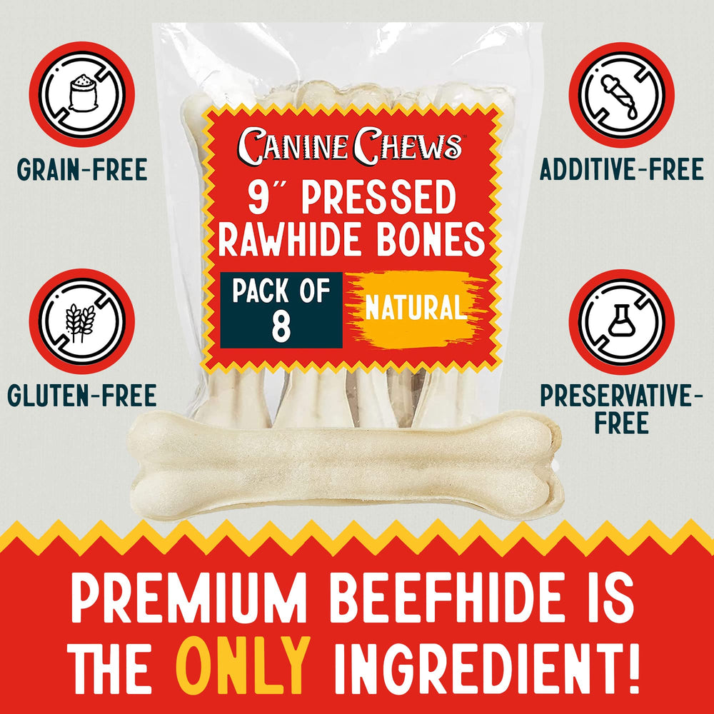 Canine Chews 9-inch beefhide bone, ideal for aggressive chewers