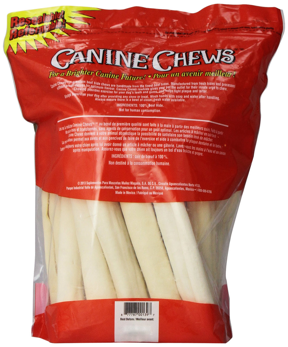 Canine Chews premium beefhide bones emphasize durability for aggressive chewers.