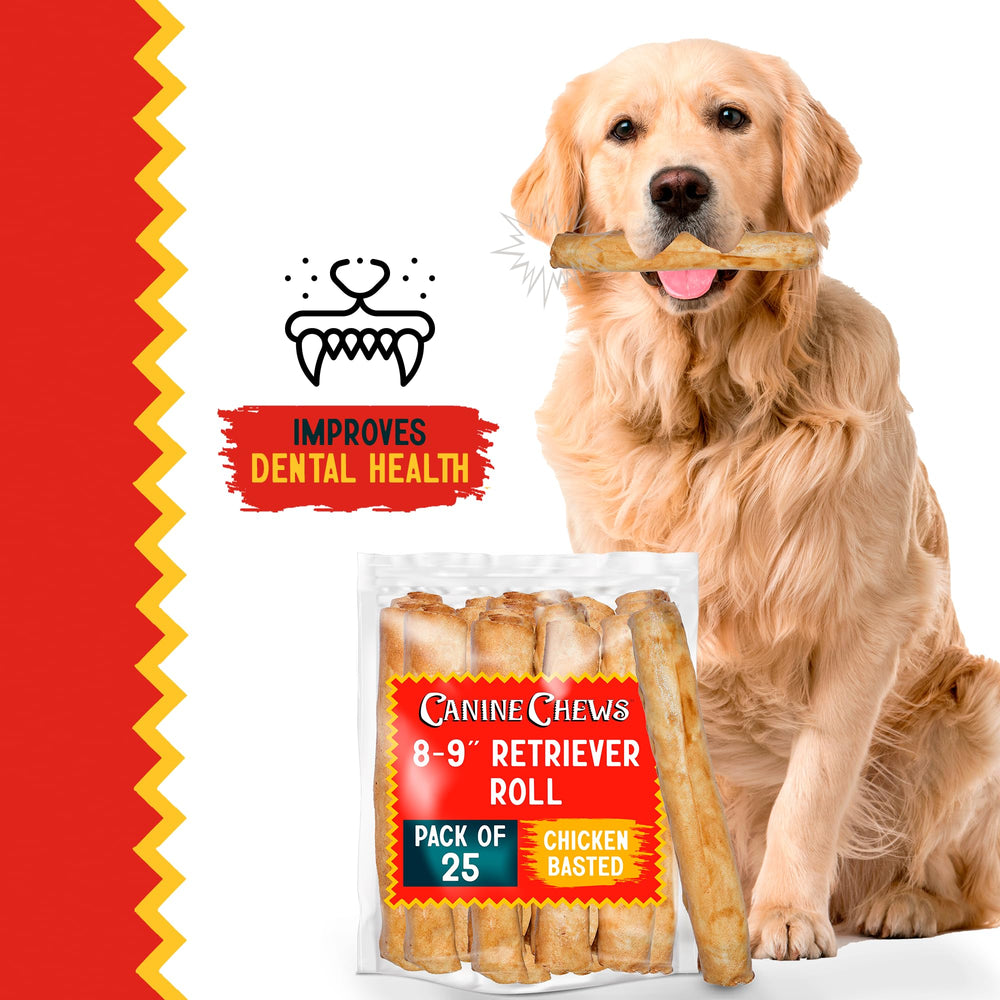 Chewing Retriever Rolls may support oral care during regular use.