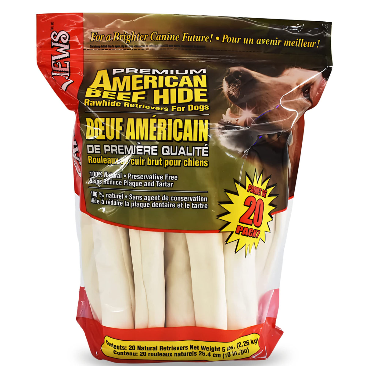 Canine Chews USA beefhide large dog bones offer durable chew sessions.