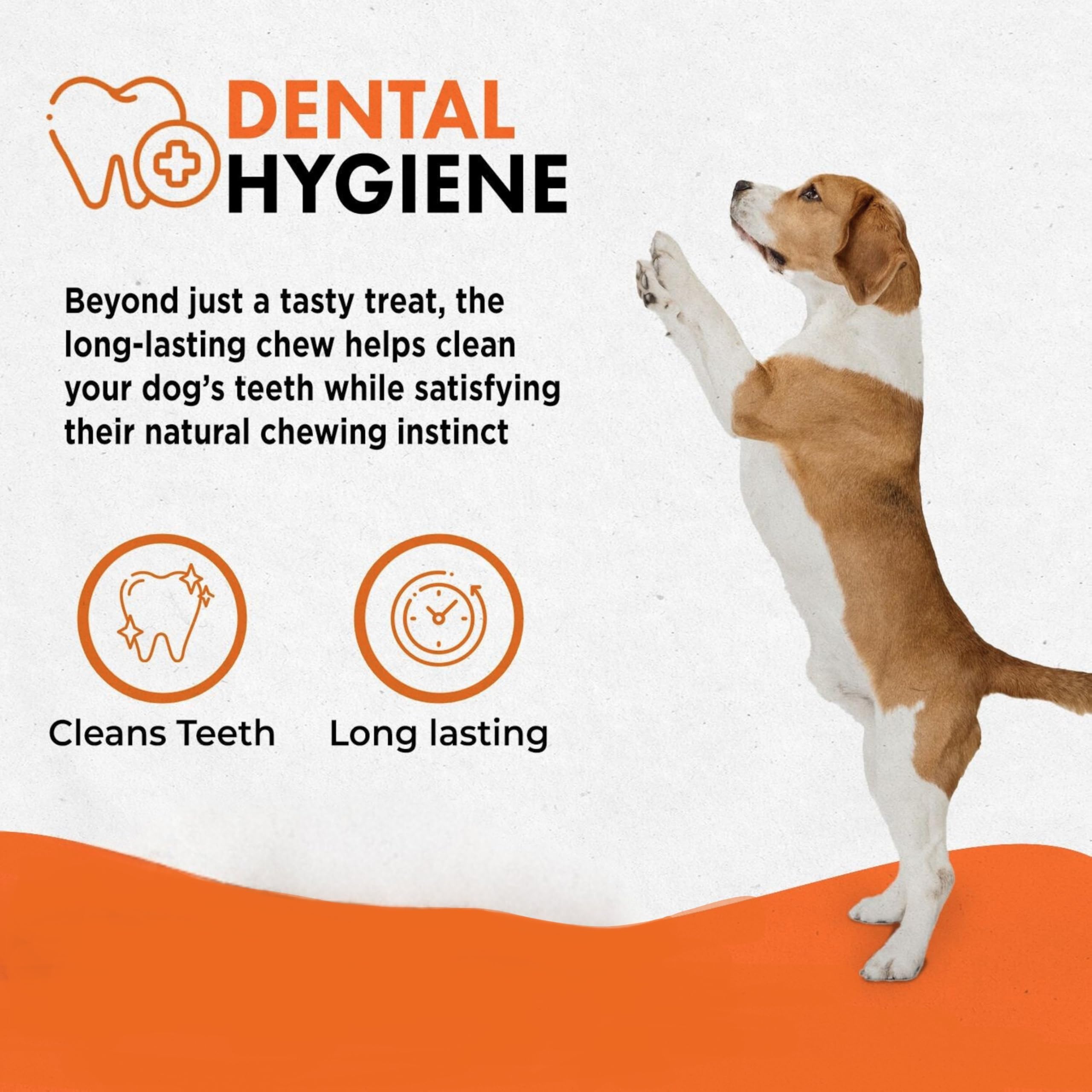 Canine Naturals dental hygiene benefit image – long-lasting chew clean teeth