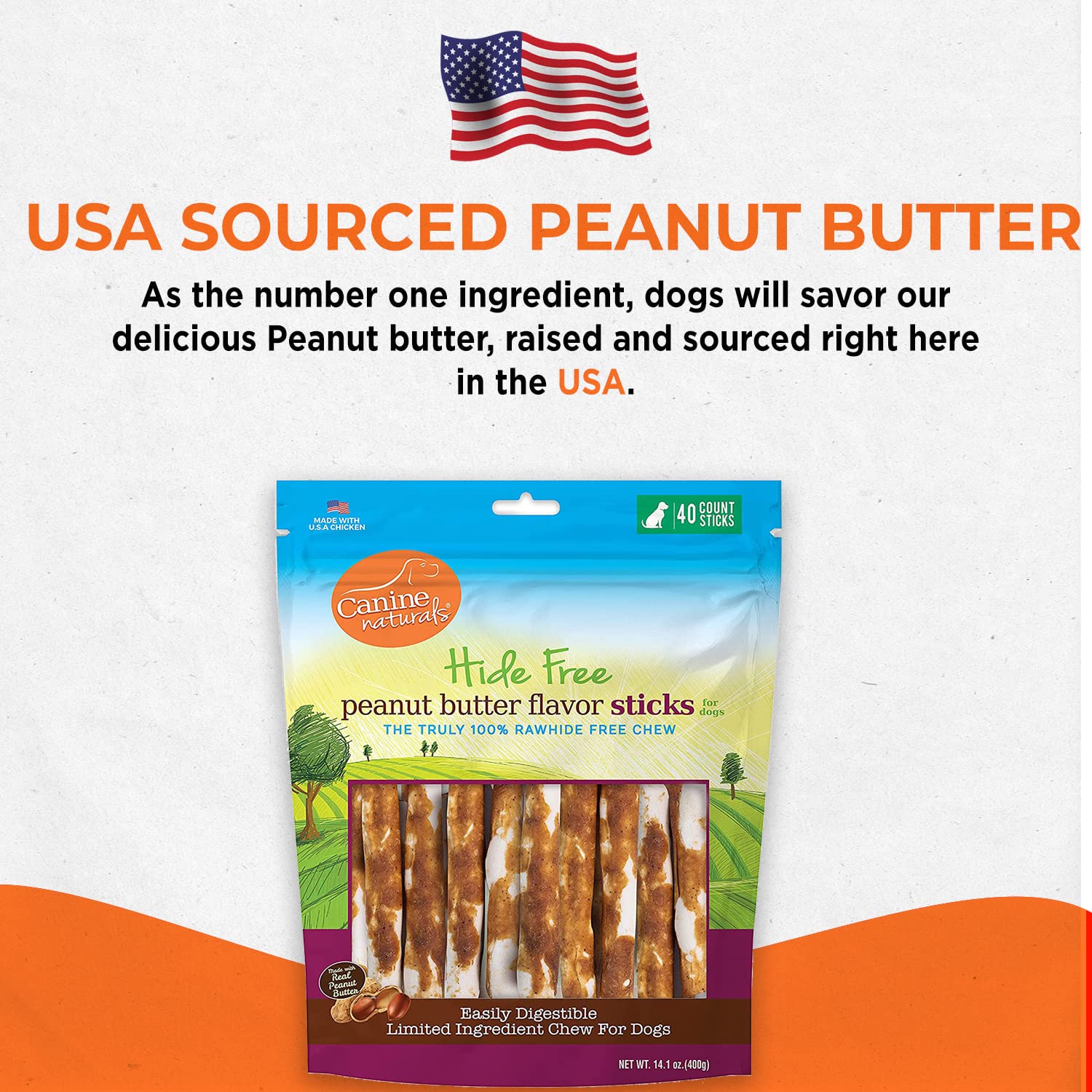 Canine Naturals Peanut Butter Chew 40-pack display for multiple chewing sessions.