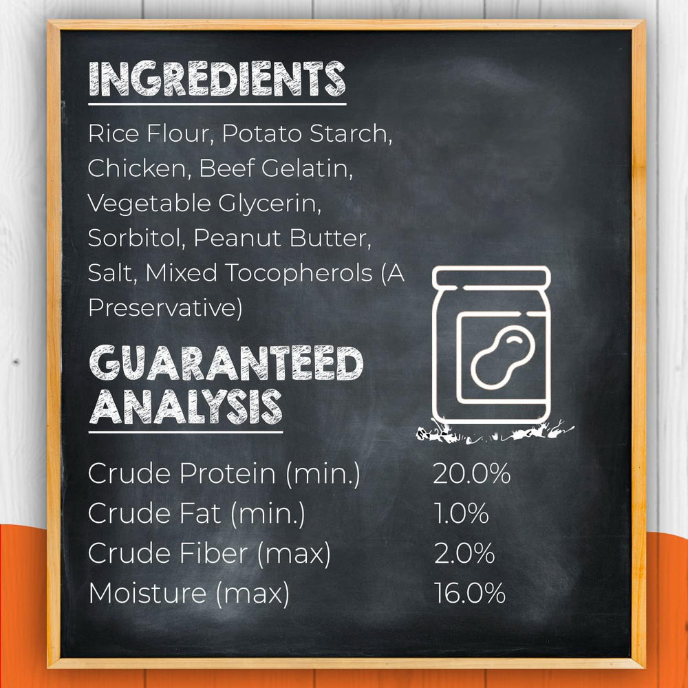 Canine Naturals Peanut Butter Chew being chewed by a dog shows long-lasting chewing action.