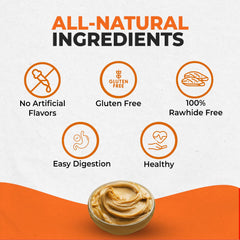 Canine Naturals Peanut Butter Chew packaging label highlights gluten-free ingredients.