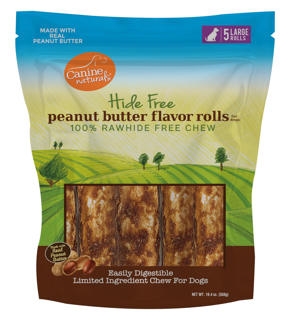 Canine Naturals Peanut Butter Chew 7-inch roll – long-lasting rawhide-free treat for dogs