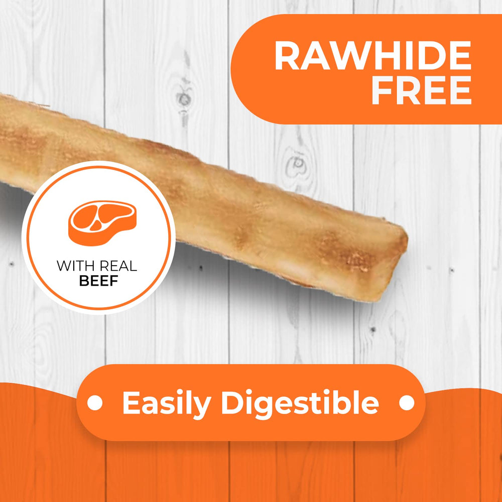 Canine Naturals beef chew 5-inch stick in use, satisfying chewing for dogs.