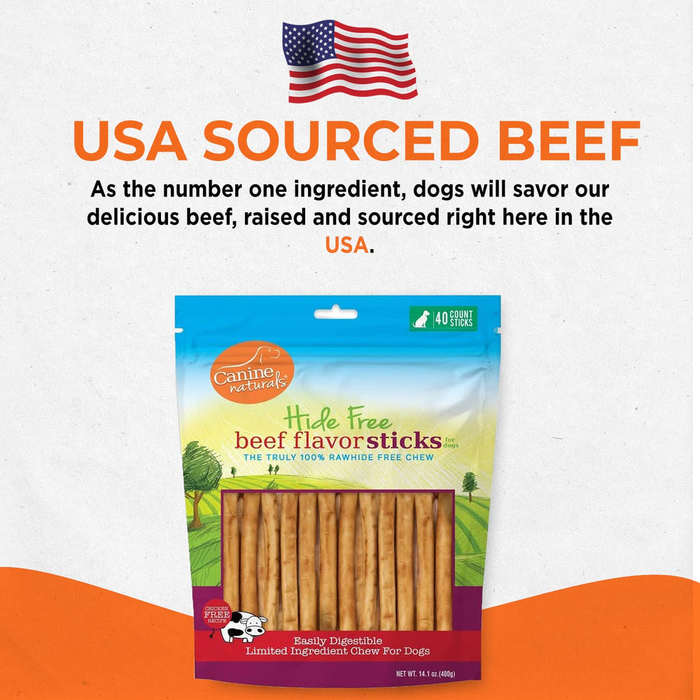 Canine Naturals beef chew being offered as a tasty after-meal snack.