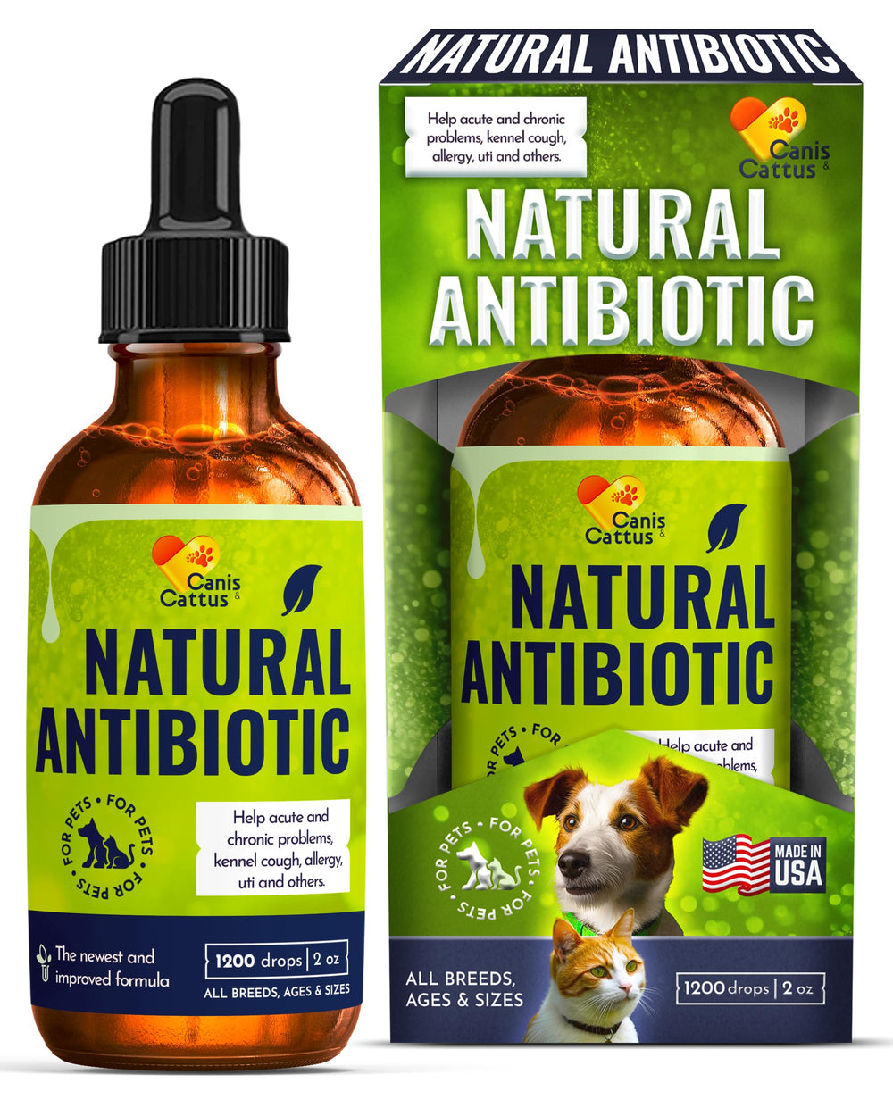 Canis&Cattus natural drops bottle close-up showing plant-based pet support