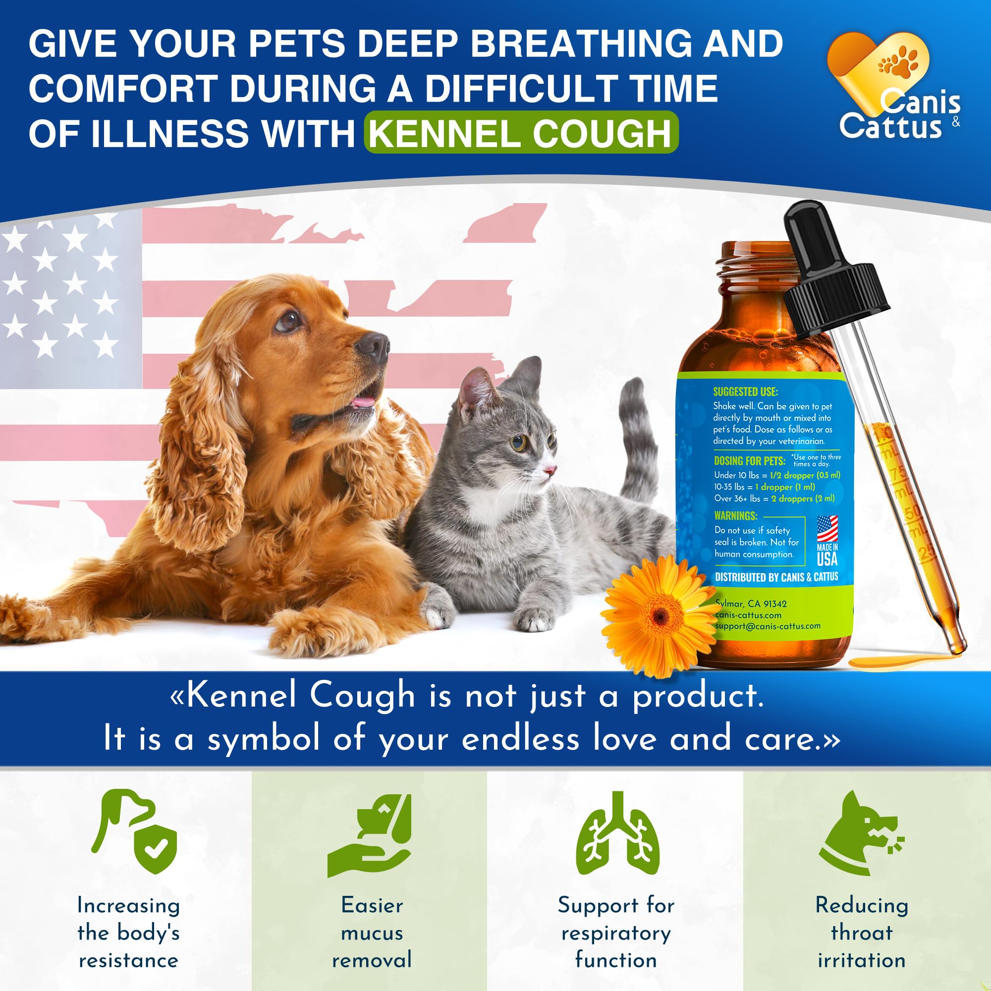 Canis&Cattus herbal ingredients bowl displaying plant-based blend for gentle support.
