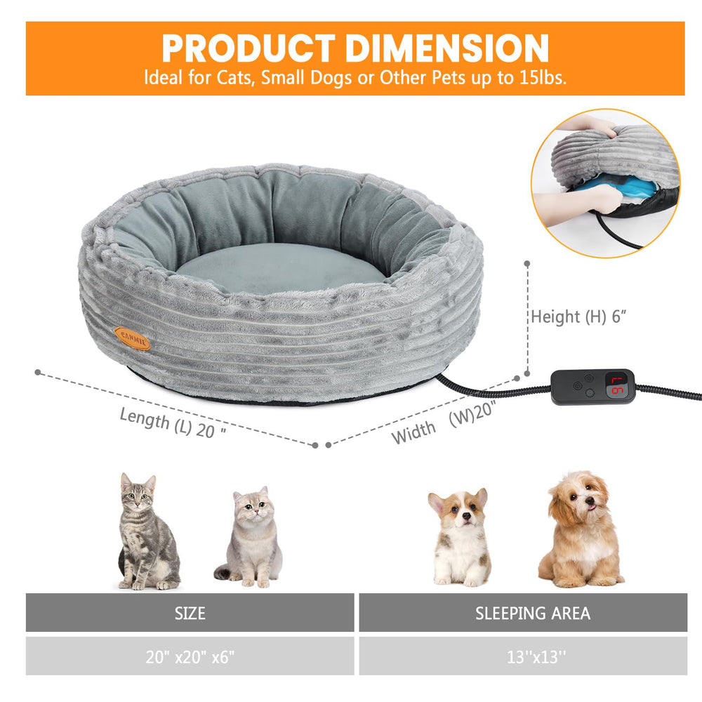 CANMIL heated cat bed soft filling close-up emphasizes plush comfort