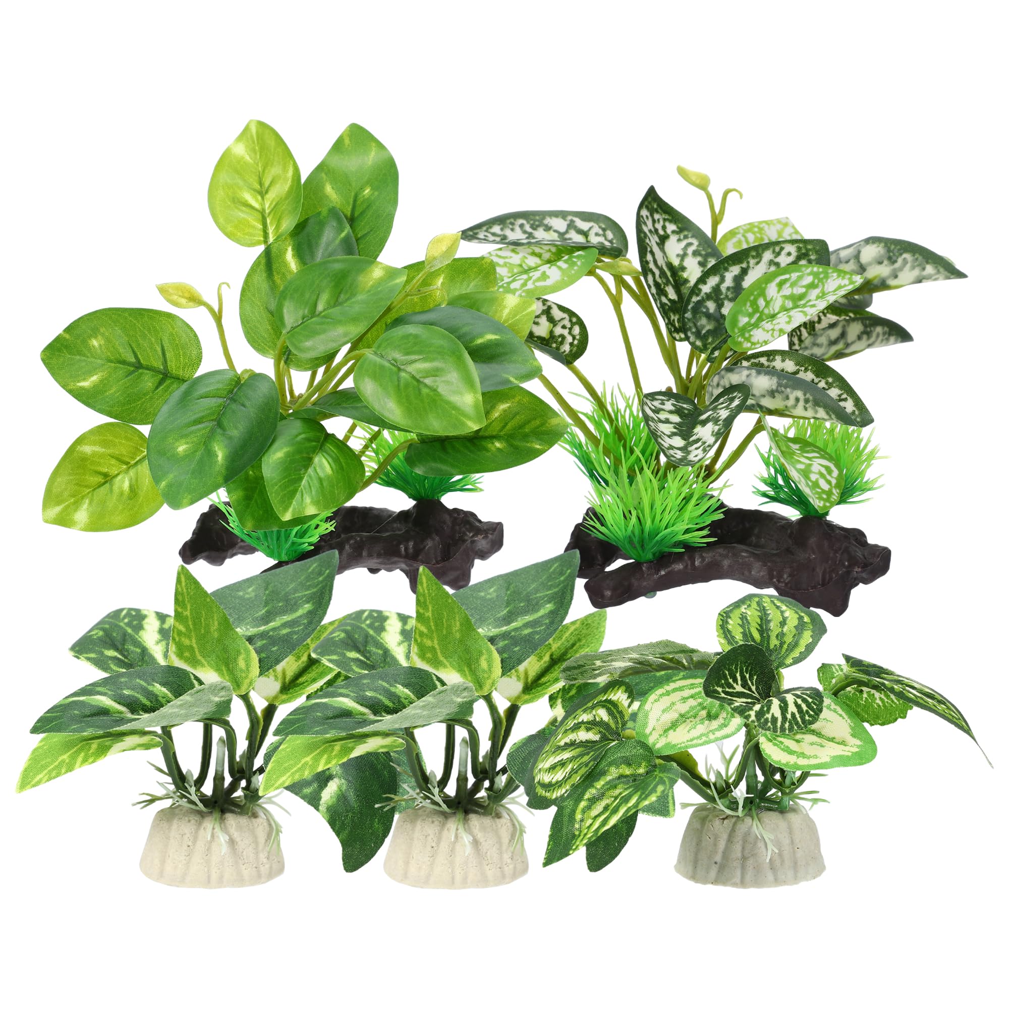 CAPASTEC aquarium plastic plants, green five-piece set enhances color and provides safe shelter