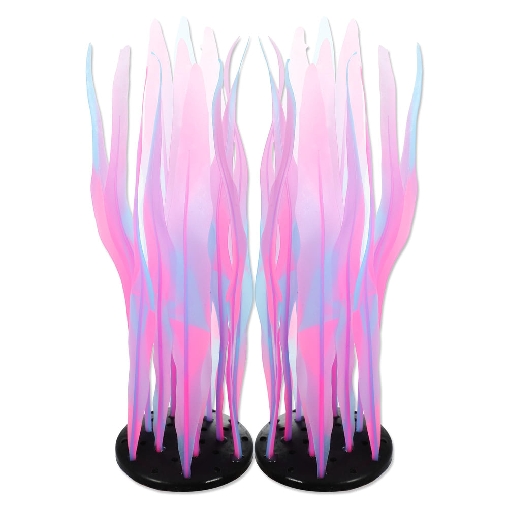 CAPASTEC glowing kelp plant pink glows under blue light to brighten aquariums.