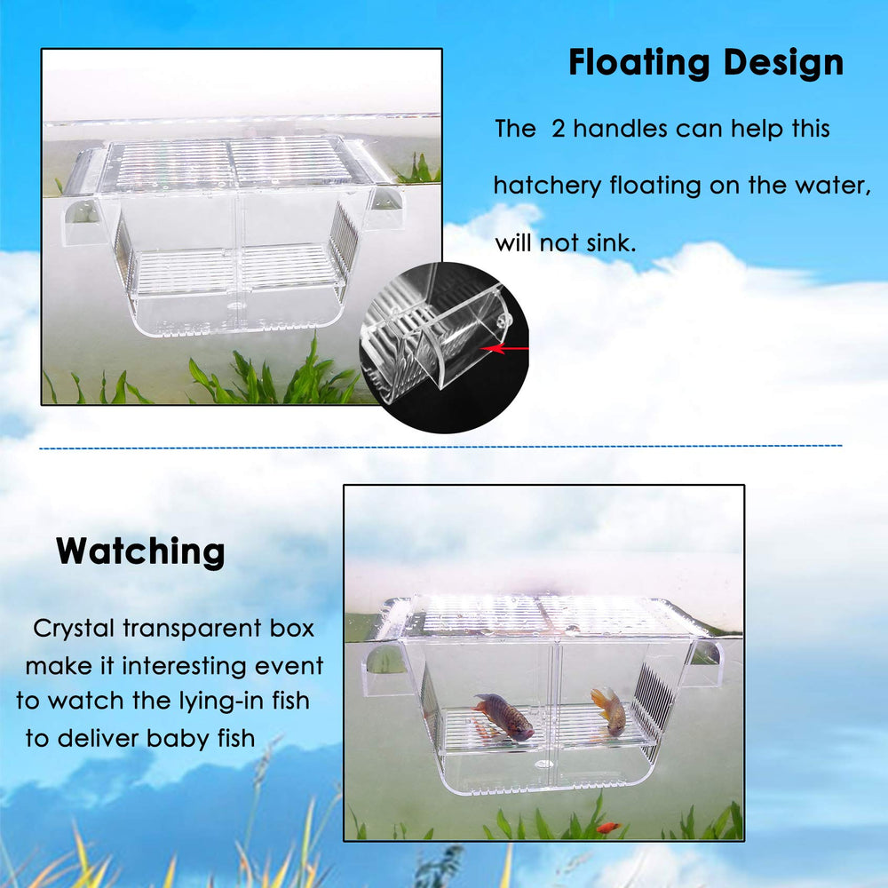 Capetsma breeder box with removable grating simplifies cleaning and prevents residue buildup.