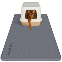 CappyBliss large cat mat under litter box captures litter for a cleaner floor.