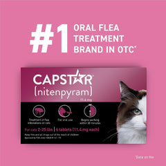 Capstar tablet being given to a cat for flea relief.