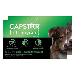 Capstar dog nitenpyram tablet front view for fast flea relief.