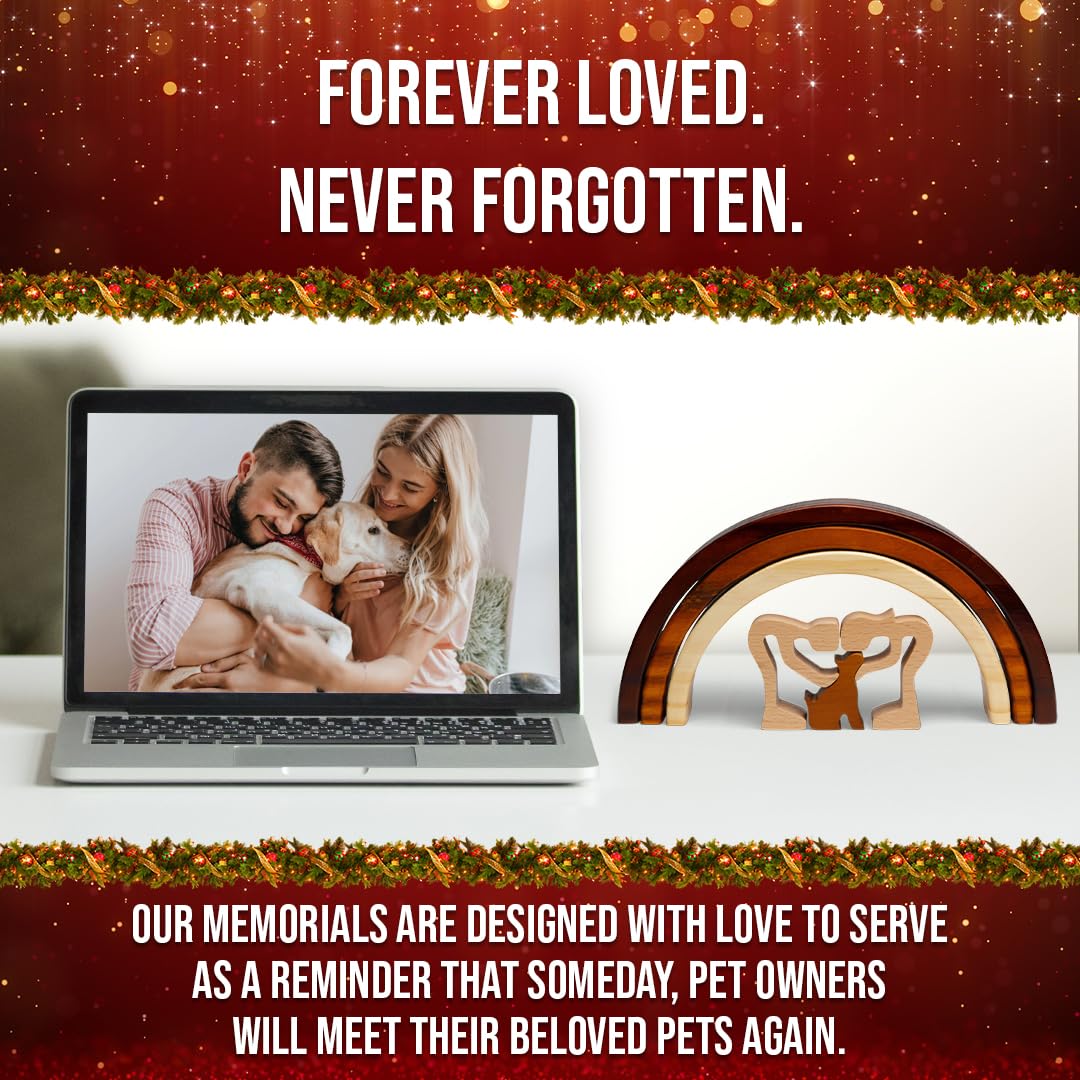 Capti 3-tone wood rainbow bridge pet loss gift, unique keepsake that honors memory.
