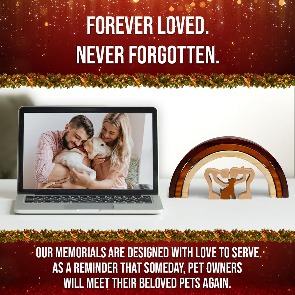 Capti 3-tone wood rainbow bridge pet loss gift, unique keepsake that honors memory.