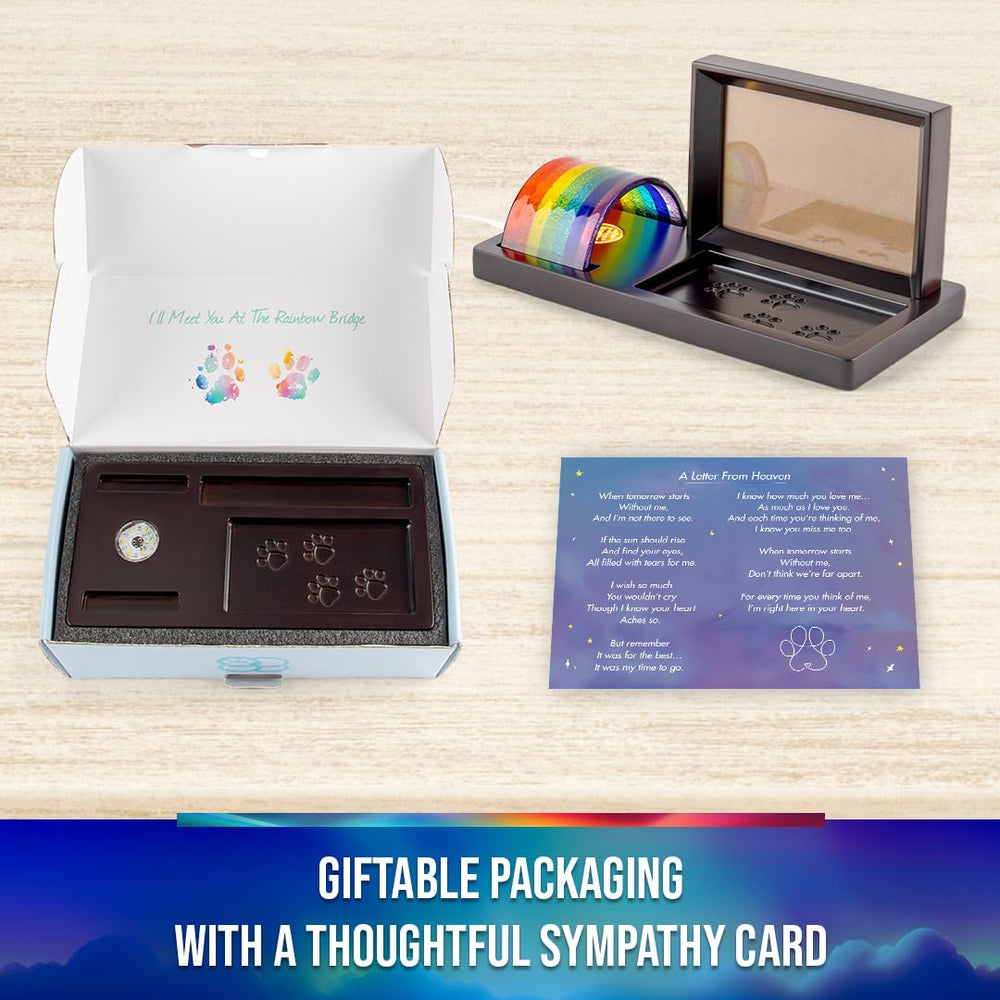 Capti handmade rainbow bridge glass makes each frame a unique remembrance piece
