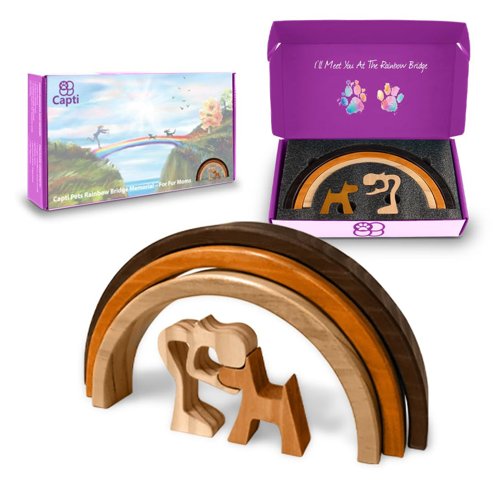 Capti pet remembrance gift in solid wood, ideal for shelves and desks.