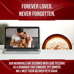 Capti Rainbow Bridge cat memorial wood detail highlights unique 3-tone craftsmanship.