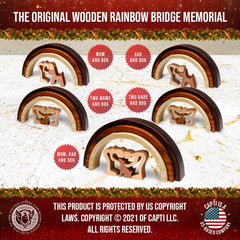 Capti unique 3-tone wood bridge memorial as a one-of-a-kind tribute.