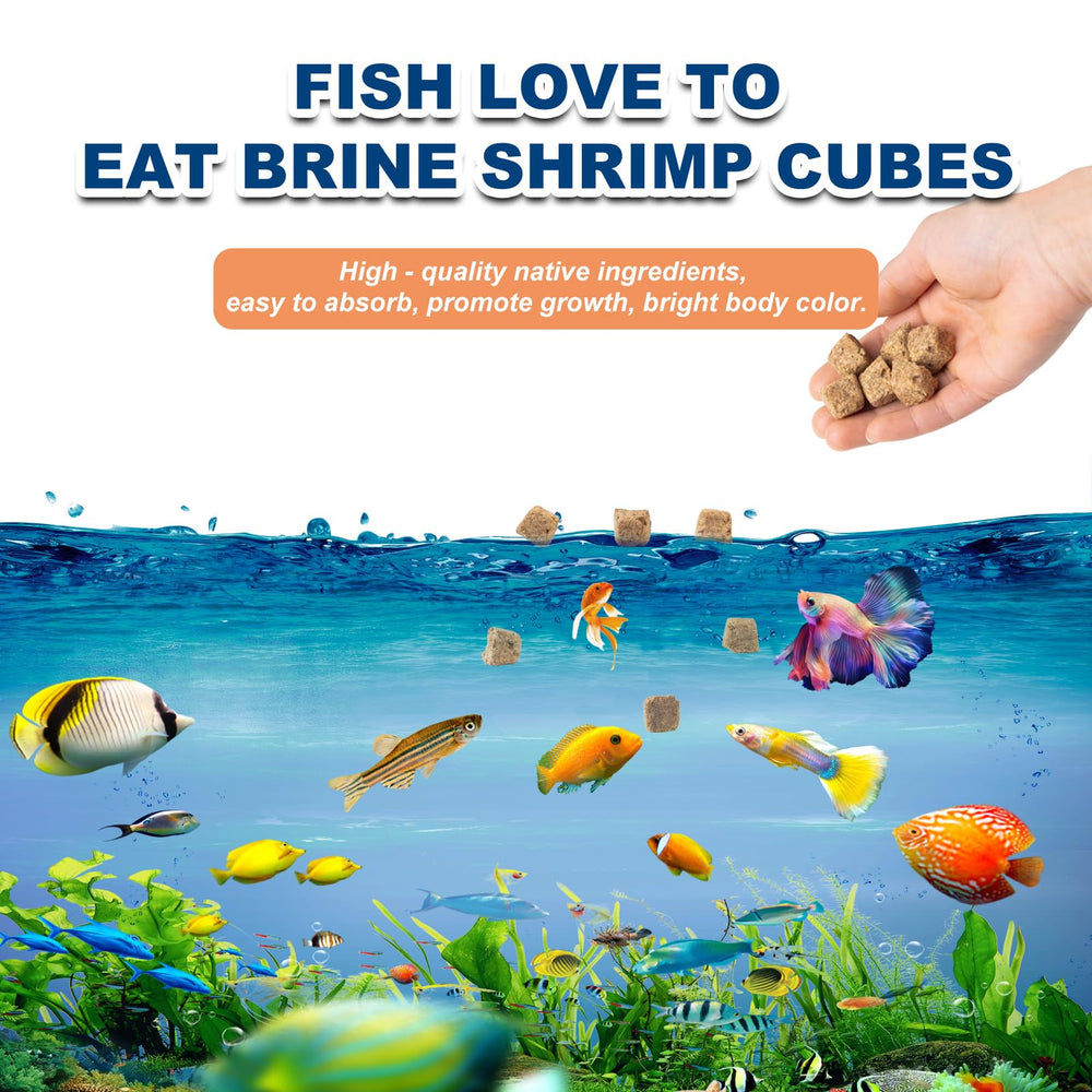 Capuca cubes in a feeding scene with active aquarium fish