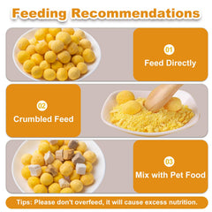 Capuca quail egg yolk treat used as a topper for cat meals