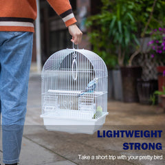Capuca travel cage interior layout showing perch and feeding area for small birds.