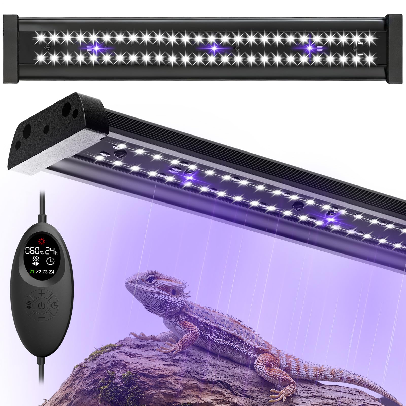 Capybland UVB light 16in front view provides balanced UVB/UVA for basking.