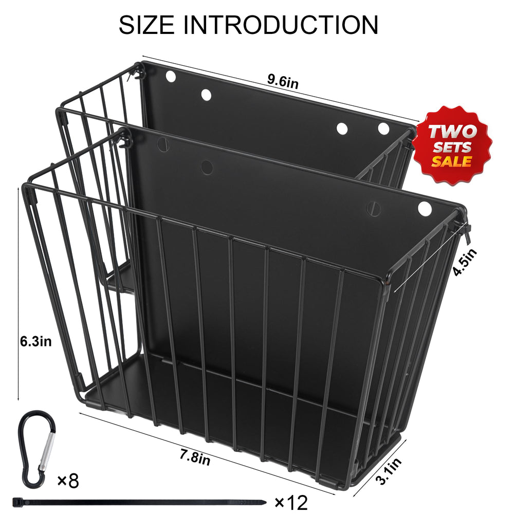 CAIQINLI 2-pack hay feeder side view highlights robust construction for cages.
