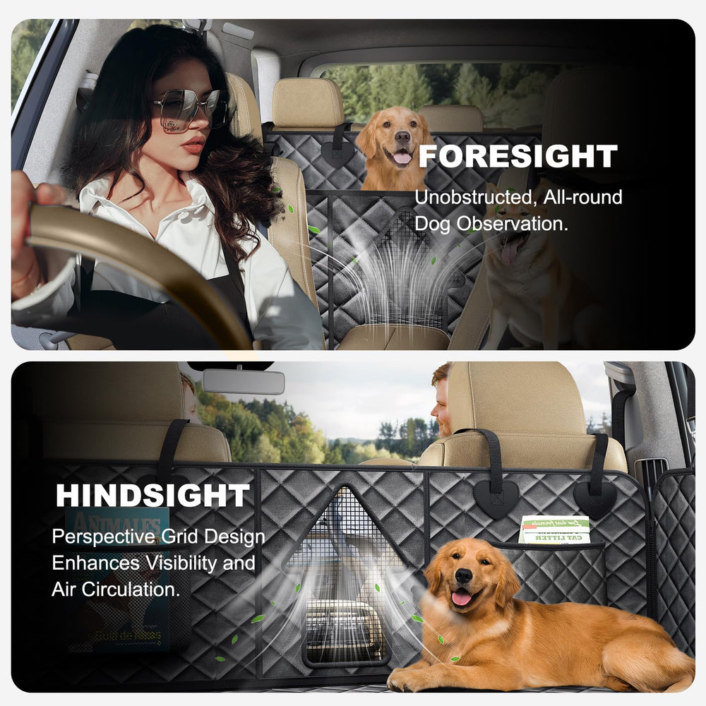 CarChic breathable mesh window improves airflow and reduces dog anxiety.