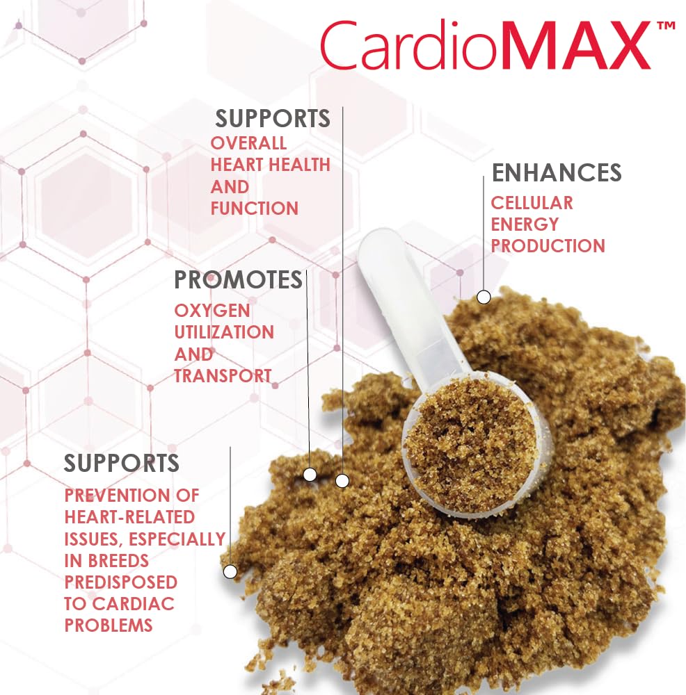 Closeup of CARDIOMAX granules highlighting palatable pork liver flavor that dogs enjoy.