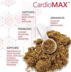 Closeup of CARDIOMAX granules highlighting palatable pork liver flavor that dogs enjoy.
