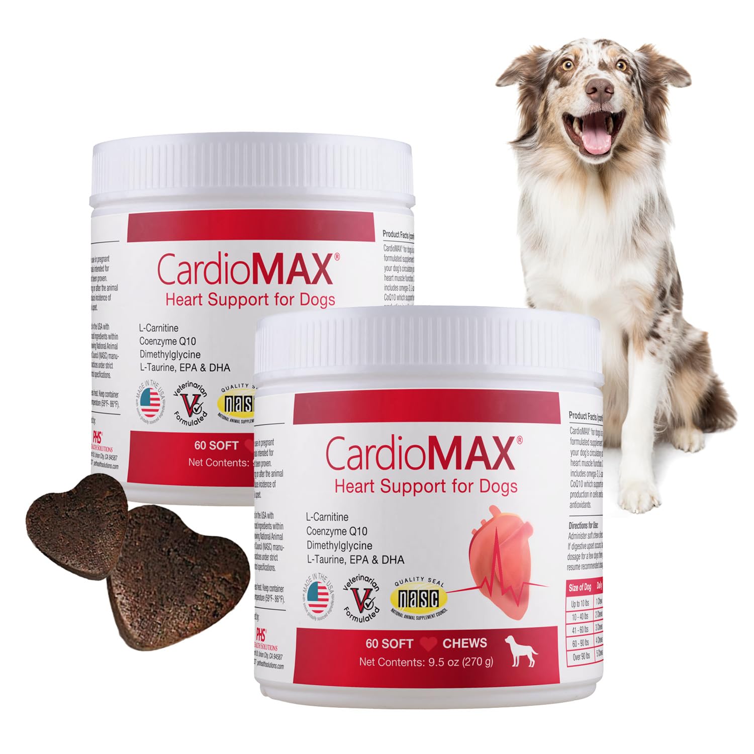 CardioMAX heart supplement for dogs in a bottle supports cardiovascular health with easy daily dosing.