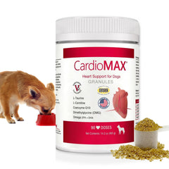 CARDIOMAX Heart Support Granules bottle pour for easy daily dosing.