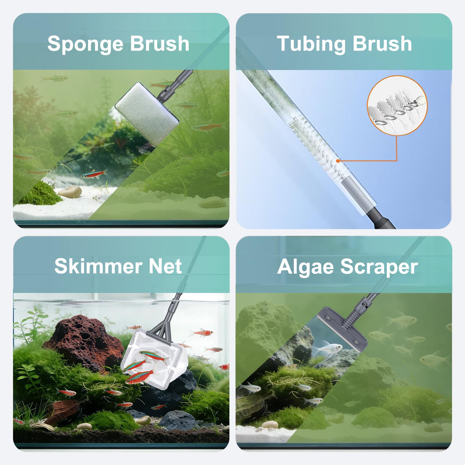 Carefree Fish 7IN1 pipe brush reaches corners and tubes.